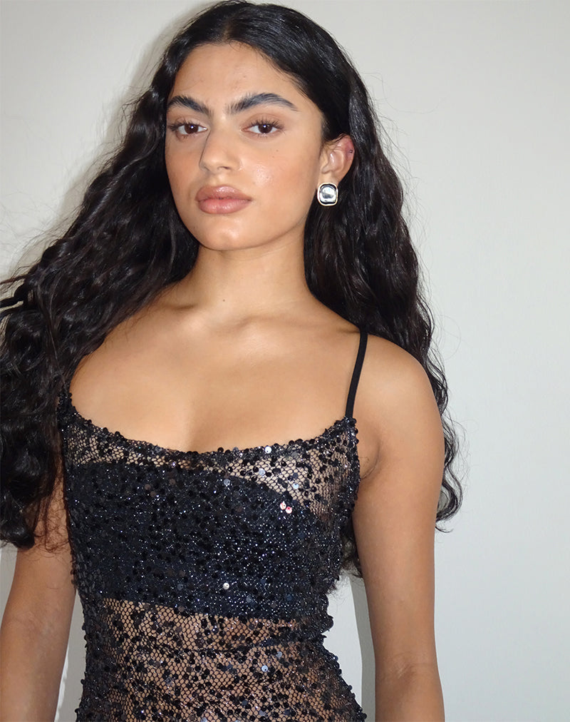 Black mesh sparkly dress best sale