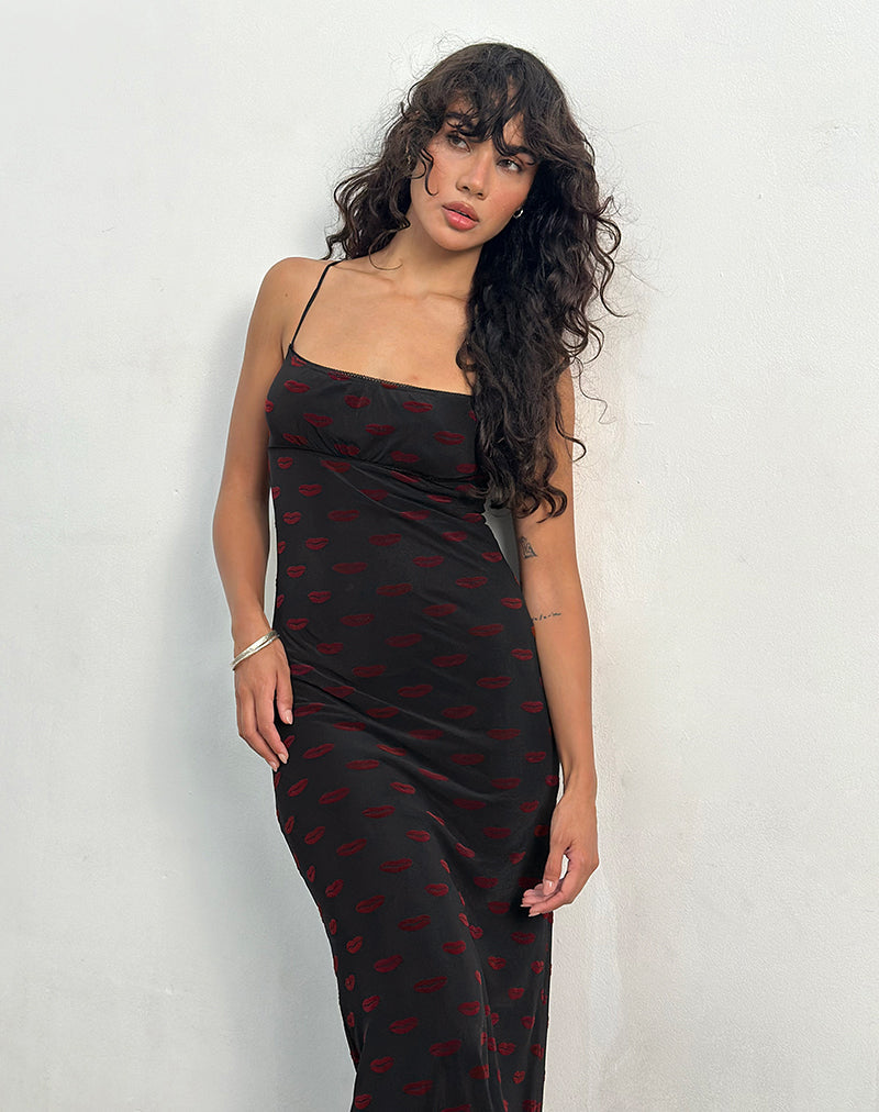 Image of Darsih Maxi Dress in Lips Flock Black