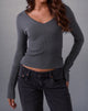Image of Darya Long Sleeve Knit Top in Slate Grey
