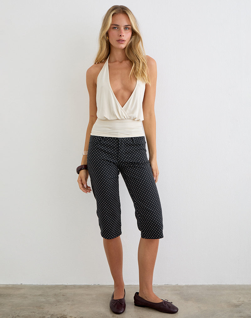 Image of Dassah Capri Trouser in Black with Micro Polka White