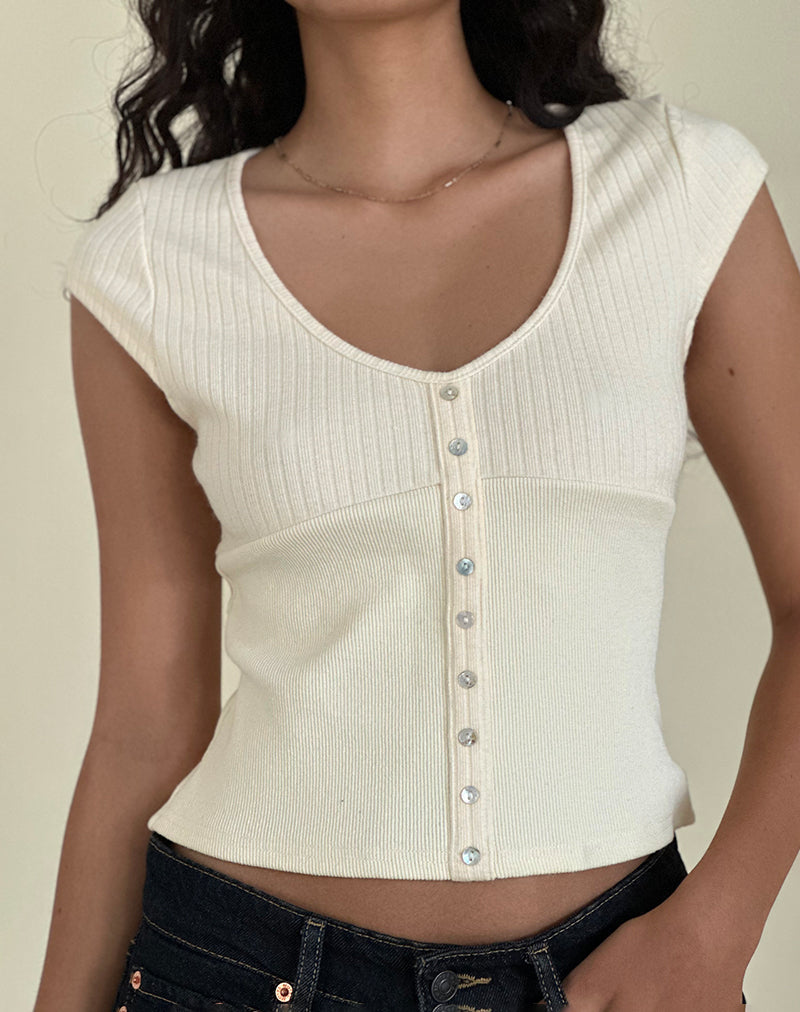 Image of Dawira Button Through Top in Ivory