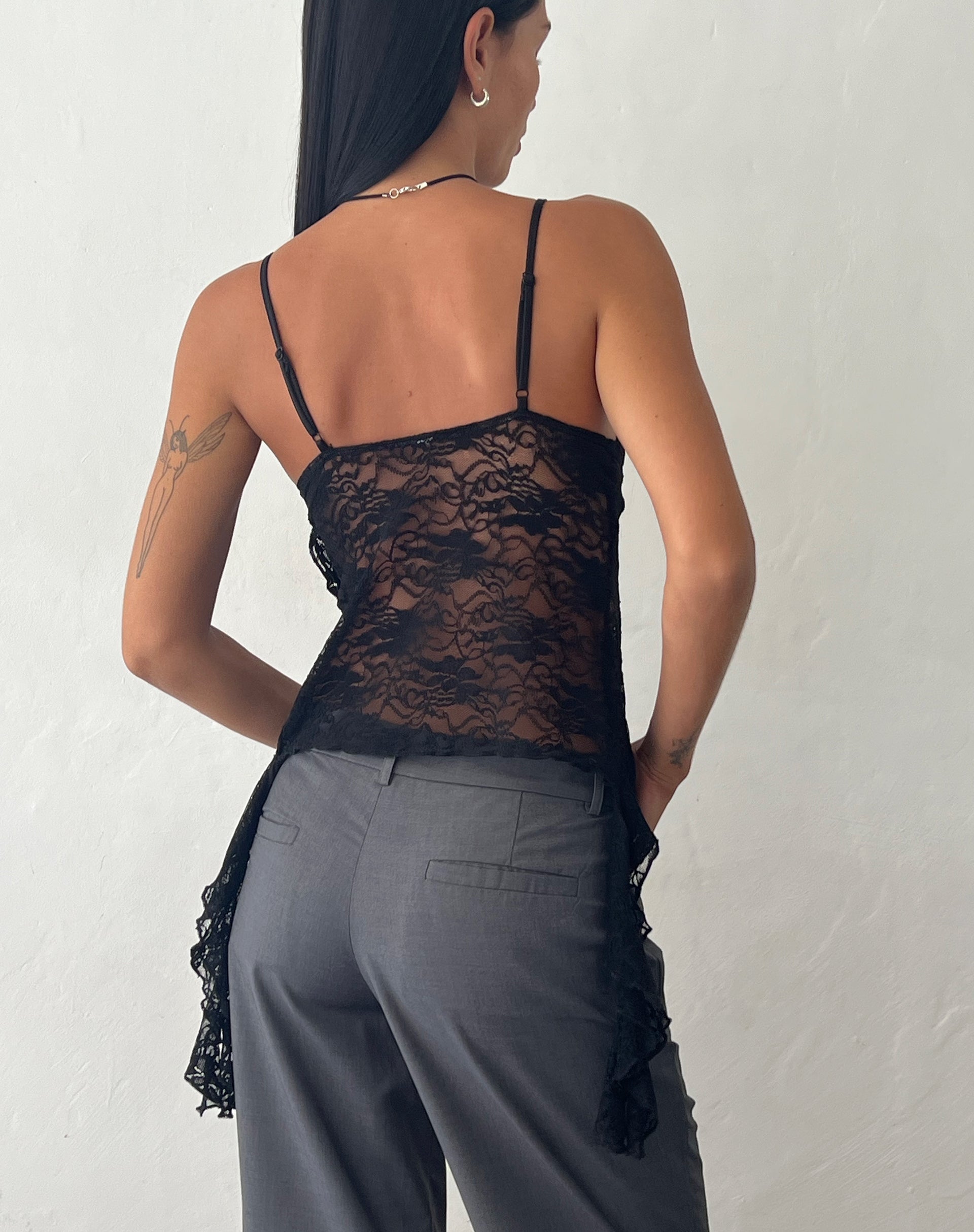 Image of Daytona Ruffle Top in Lace Black