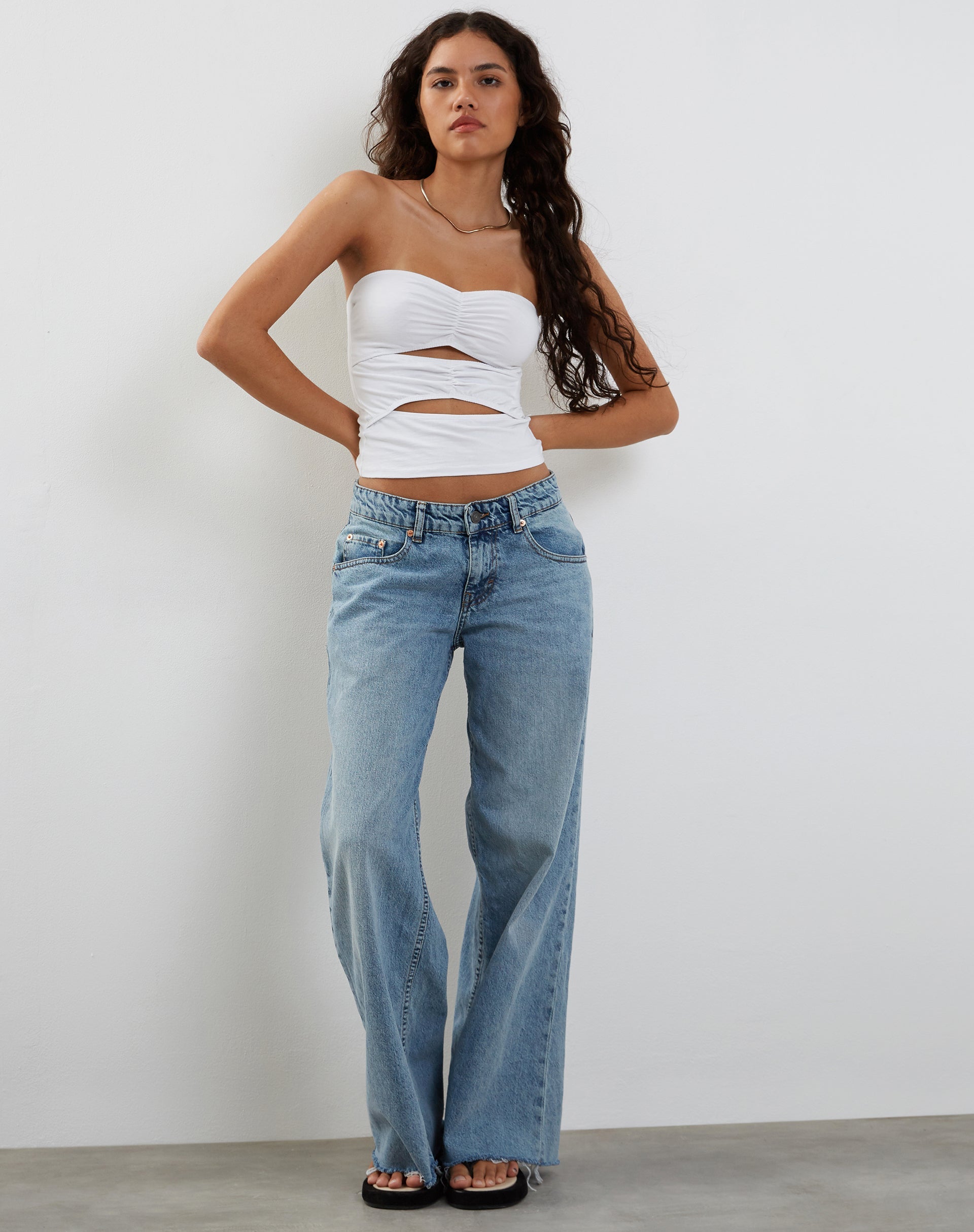Image of Dayu Bandeau Crop Top in White