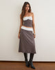 Image of Adah Midi Skirt in Peppercorn with White Polka Dots Waistband