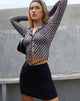 Image of Kelly Shirt in Mesh Diagonal Dogtooth Black and Tan