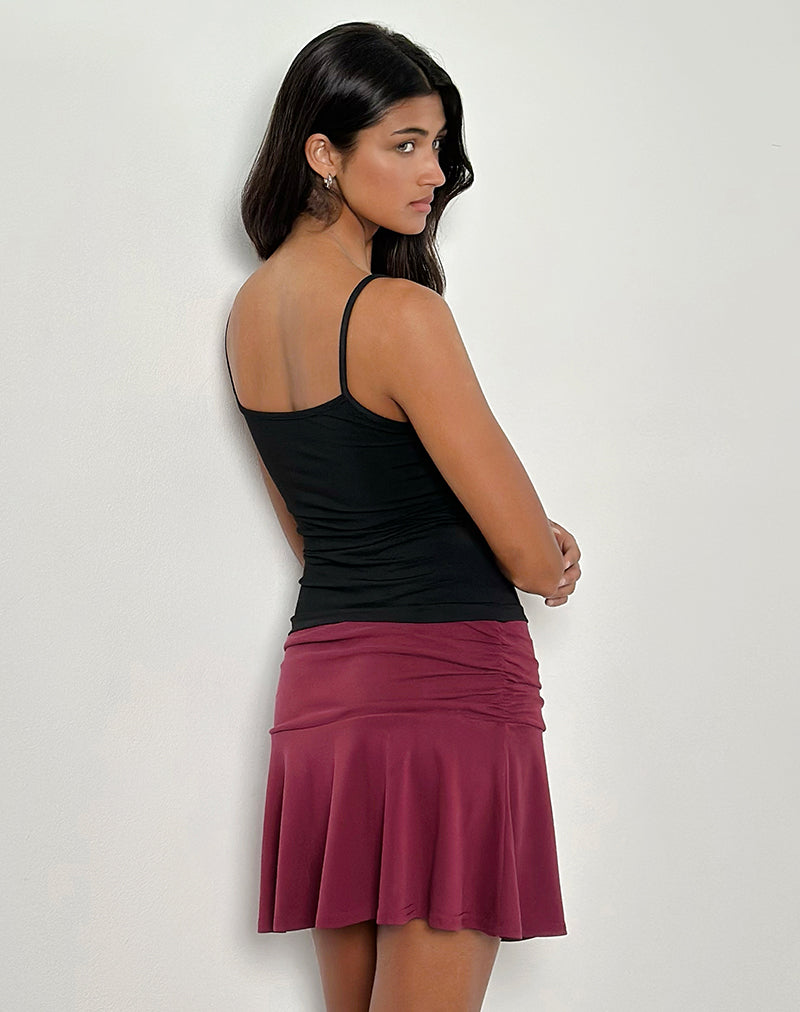 Image of Delita Mini Skirt in Cupro Burgundy