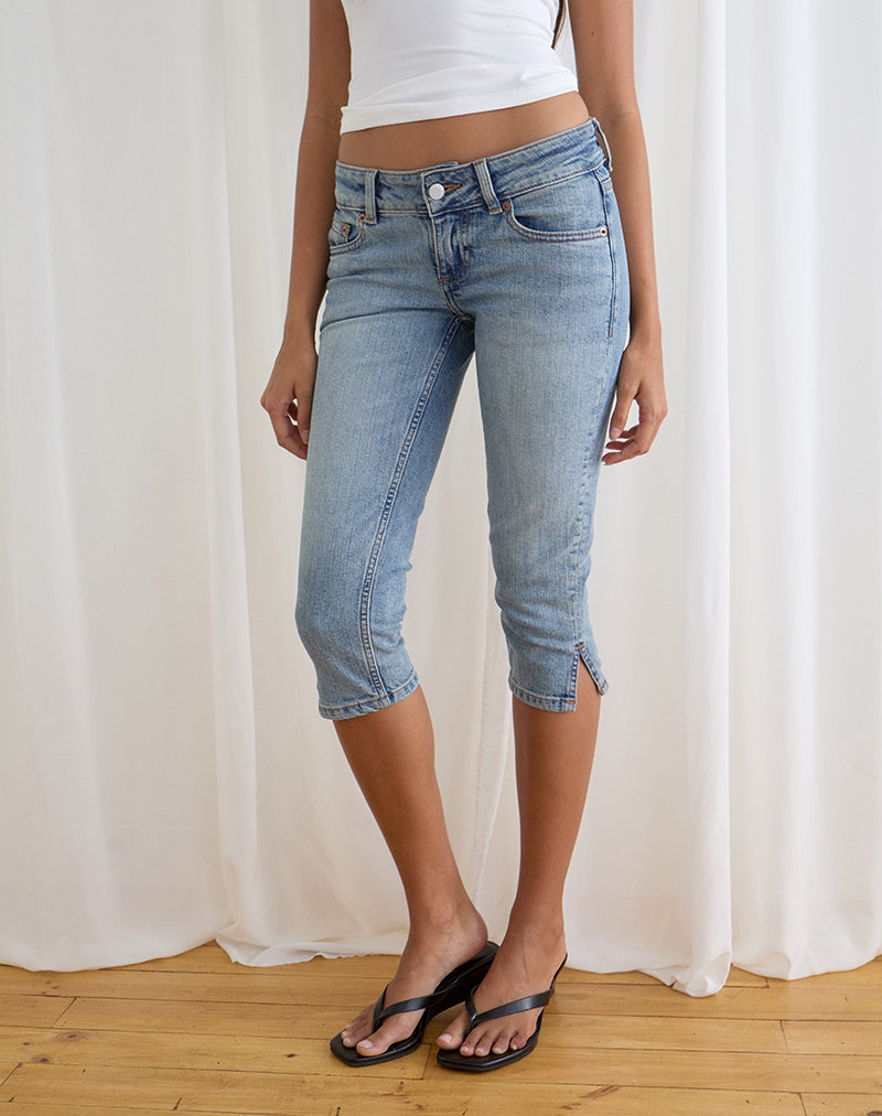 Denim Capri Jean in Vintage Blue Wash