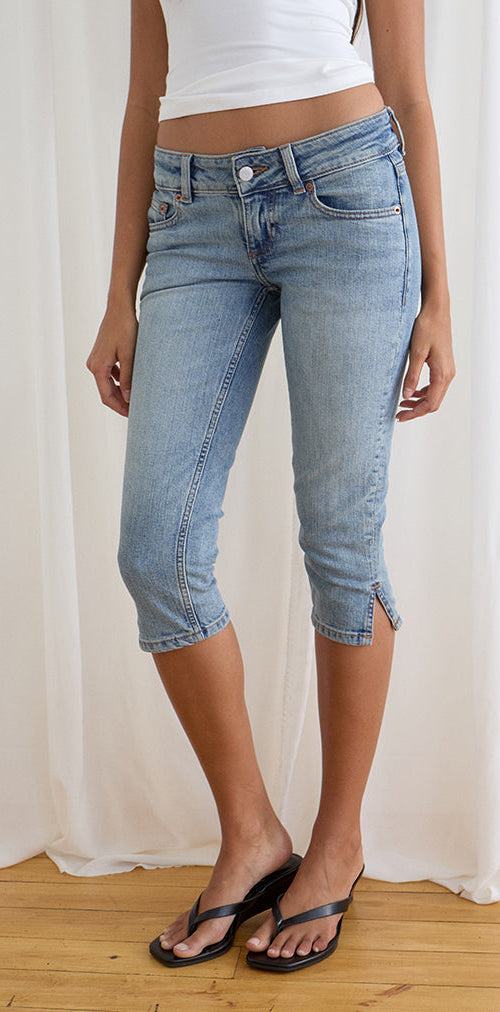 Image of Denim Capri Jean in Vintage Blue Wash