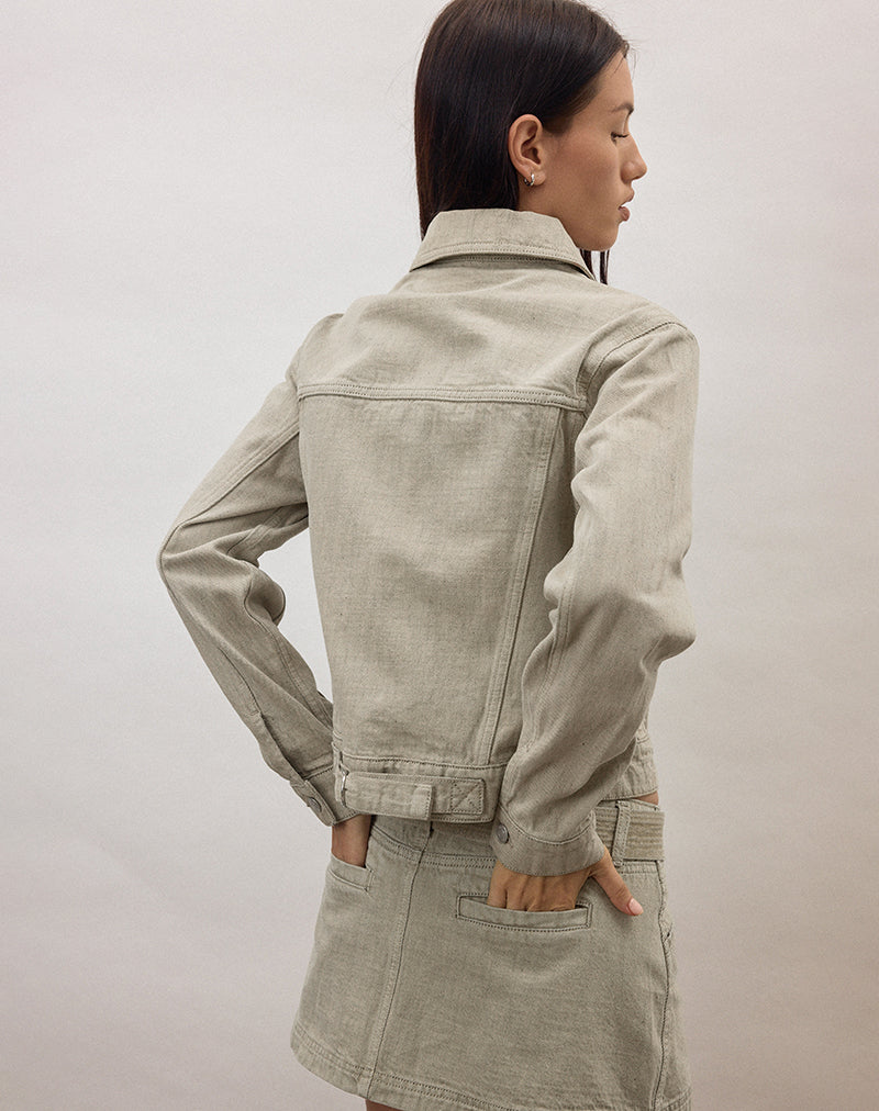 Image of Denim Cinch Jacket in Oat