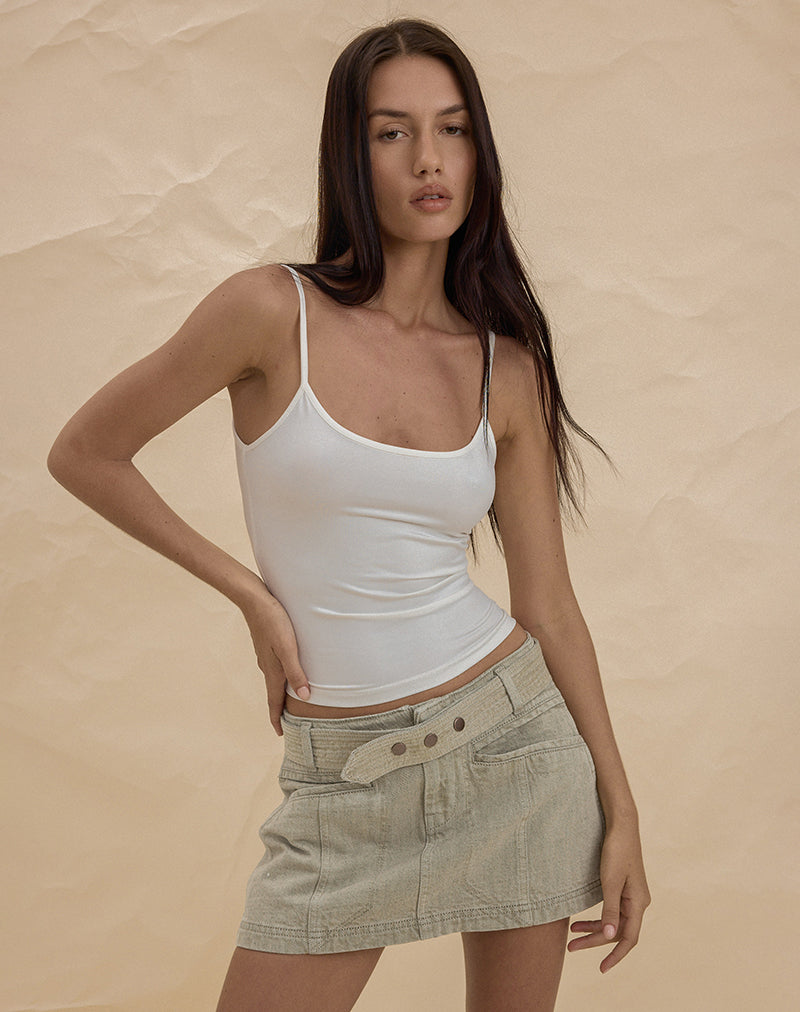 Image of Belted Mini Skirt in Oat