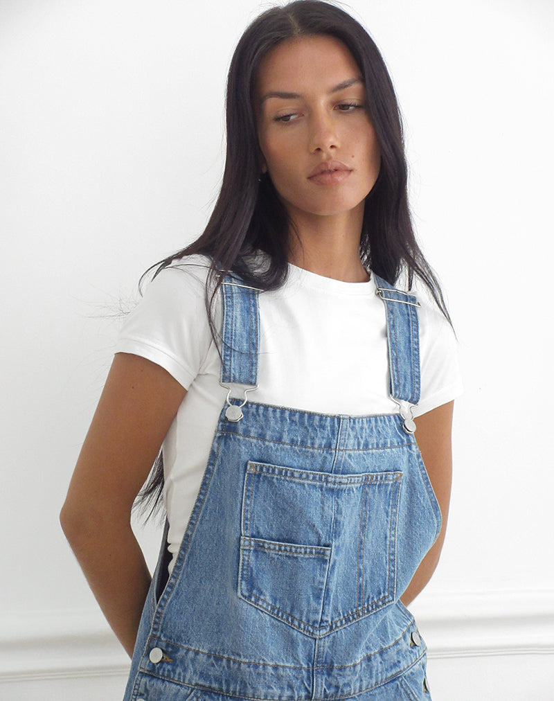 Image of Denim Dungaree in Bright Blue Used