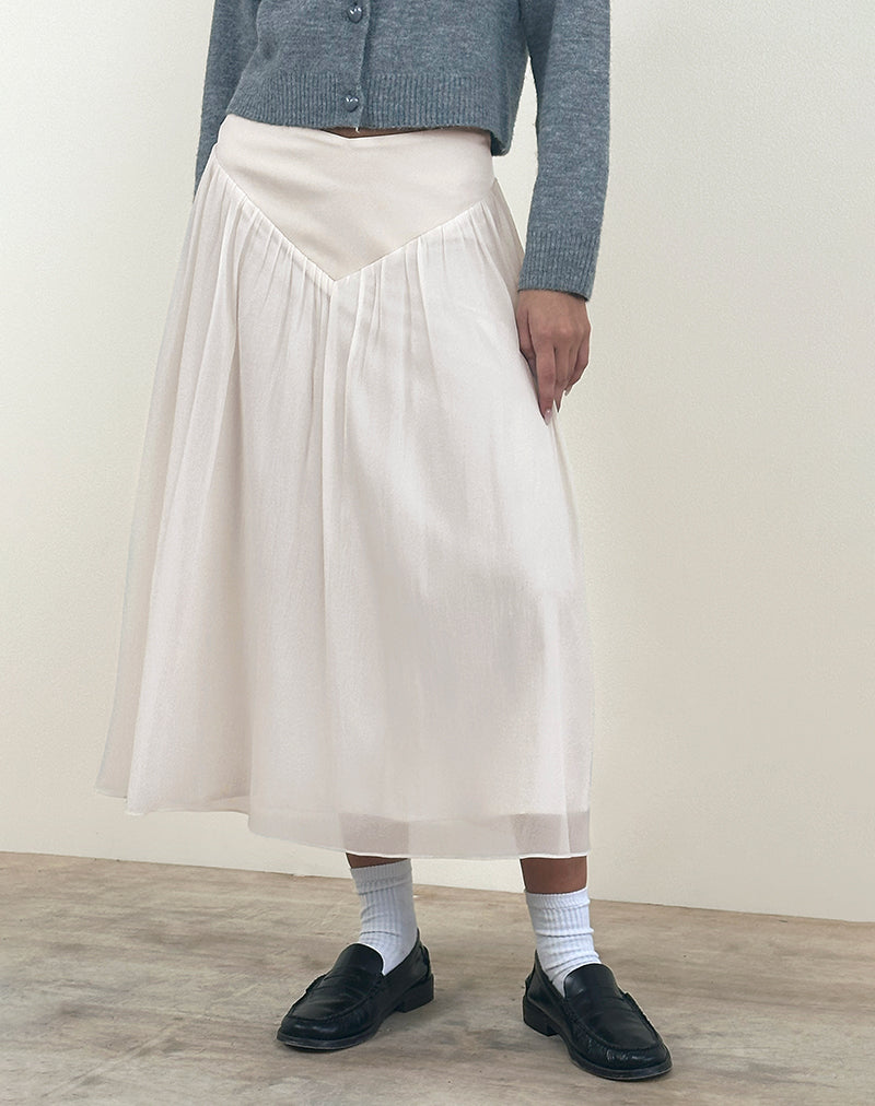 Image of Derika V Waist Maxi Skirt in Cream