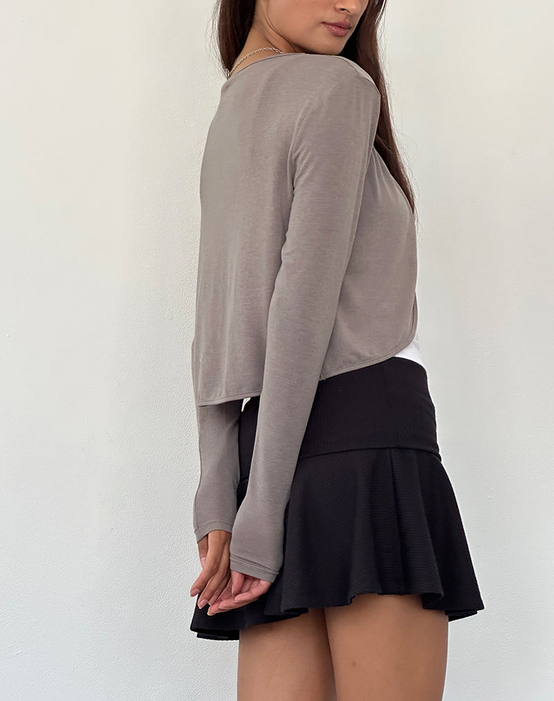 Image of Despina Knitted Long Sleeve Shrug in Warm Grey