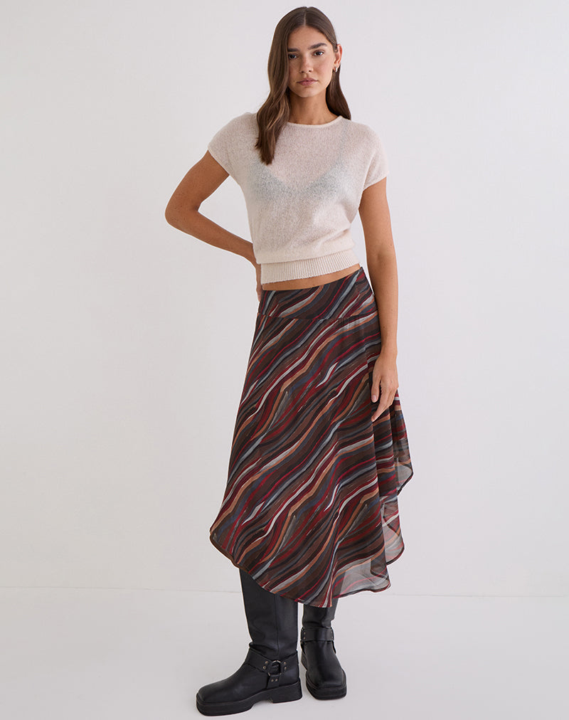 Image of Diona Midi Skirt in Chiffon 70's Shadow Stripe