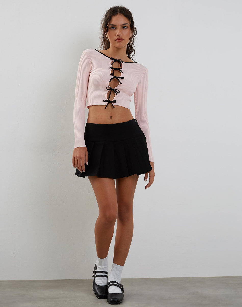 Blush Pink with Black Bows Cardigan | Dipha – motelrocks-com-eur