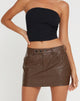 Image of Image of Disya Mini Skirt in PU Brown