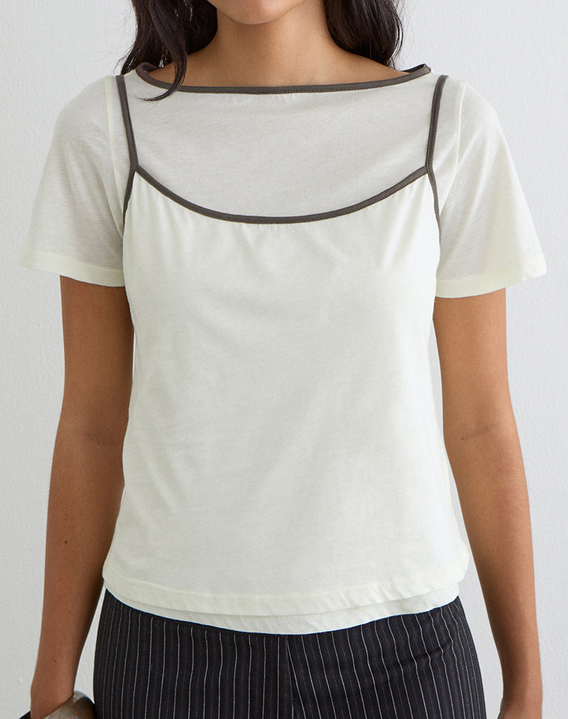 Image of Dolman Tee in Vanilla Ice with Walnut Binding