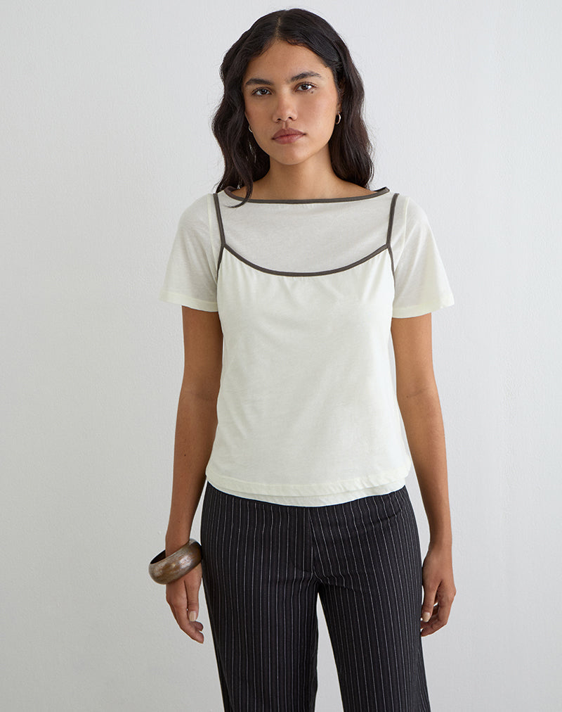 Image of Dolman Tee in Vanilla Ice with Walnut Binding