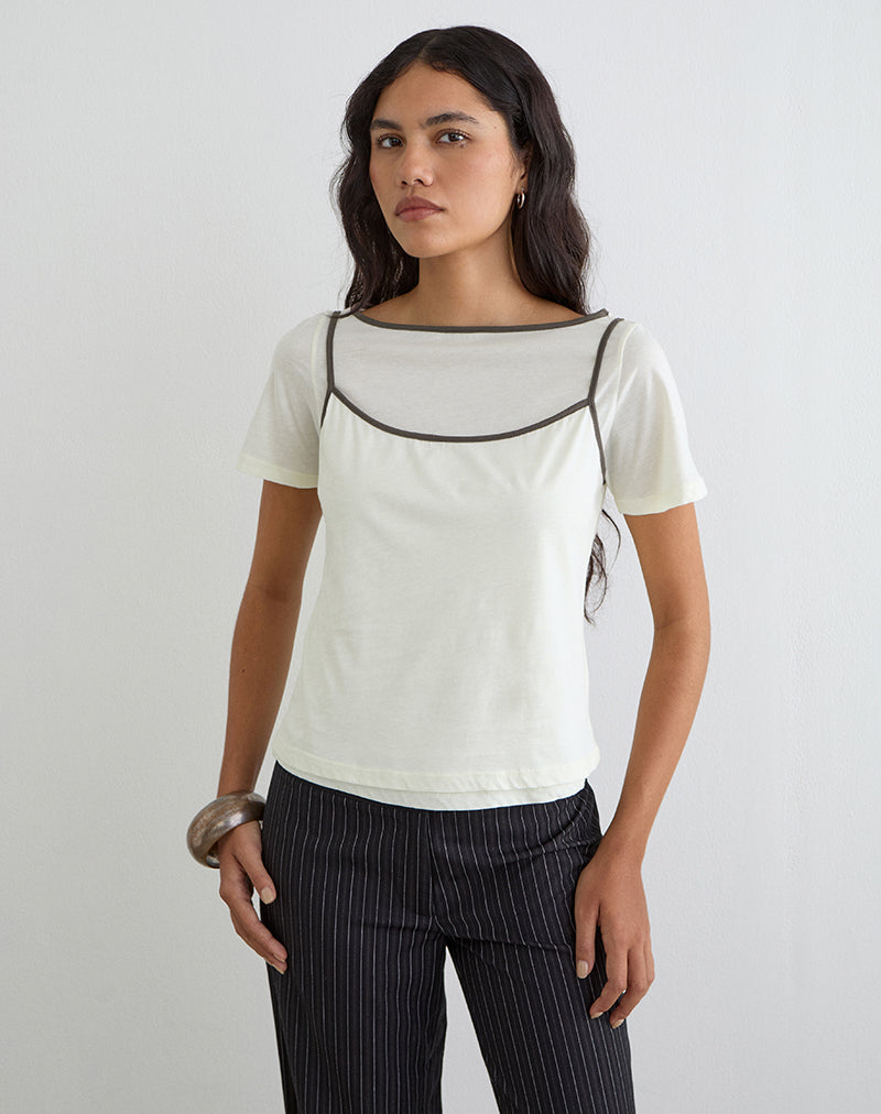 Image of Dolman Tee in Vanilla Ice with Walnut Binding