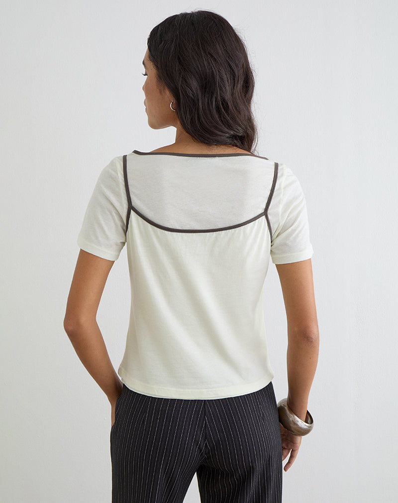 Image of Dolman Tee in Vanilla Ice with Walnut Binding