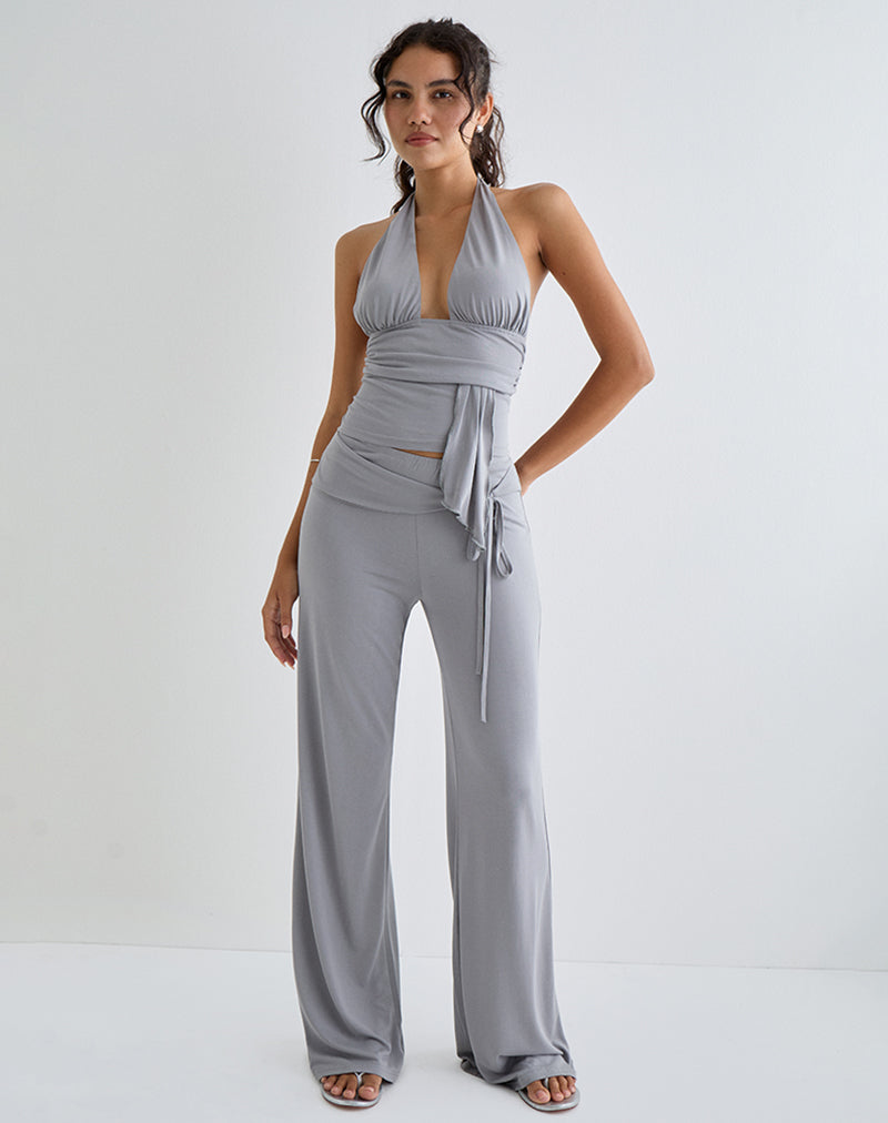 Image of Donata Trouser in Grey with Belt