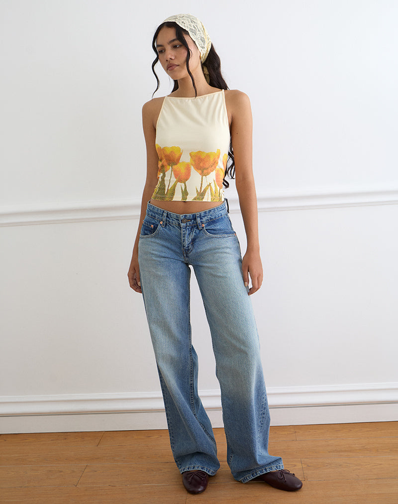 Image of Dudley Vest Top in Buttermilk Blurry Tulip