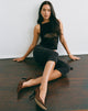 Image of Dudley Vest Top in Flocked Random Brush Black