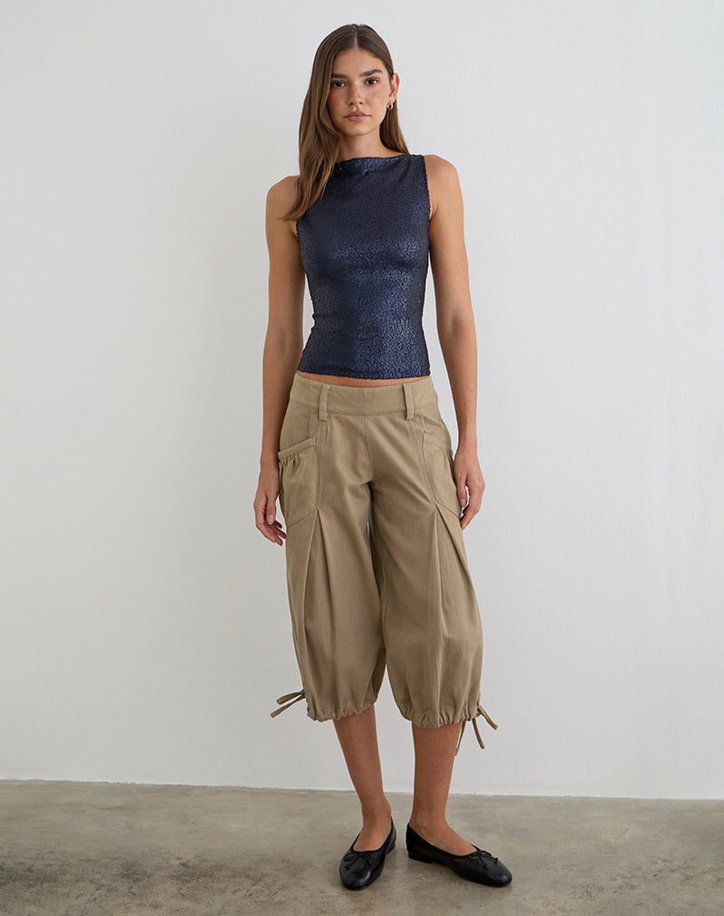 Image of Dudley Vest Top in Drape Sequin Navy