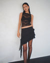 Image of Malinna Ruffle Mini Skirt in Black Chiffon