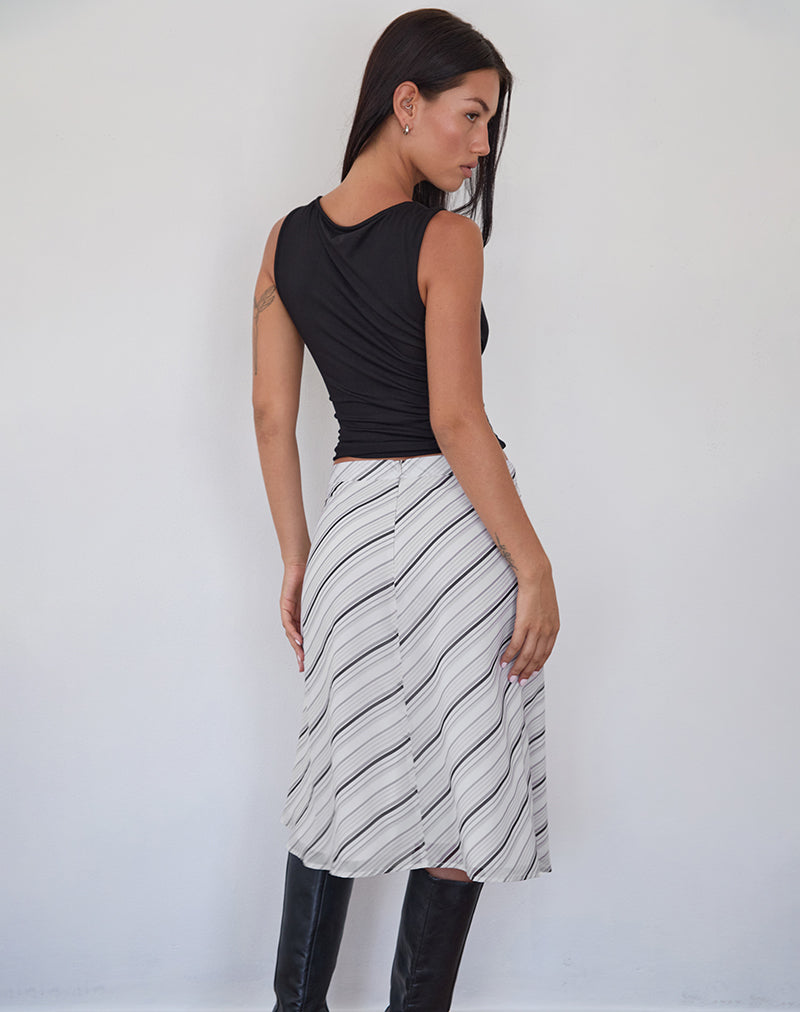 Image of Ebiet Midi Skirt in Diagonal Stripe Tonal Grey