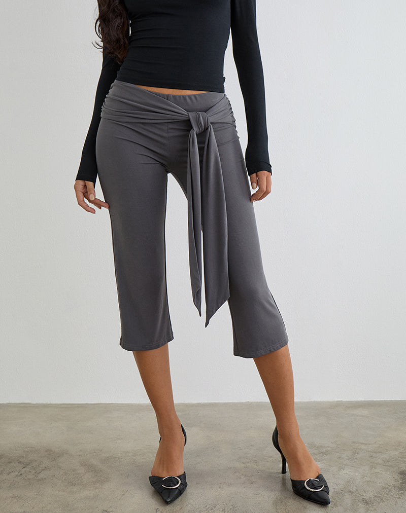 Image of Effy Tie Side Cupro Capri in Dark Grey