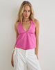 Image of Eldana Halterneck Top in Poplin Pink Rose