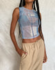 Image of MOTEL X JACQUIE Elisha Top in Mesh Abstract Paint Brush Blue