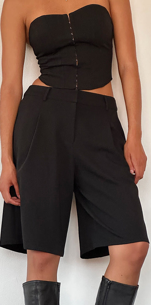 Image of Ayna Longline Shorts in Tailoring Black
