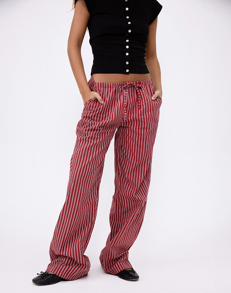 Image of Lirura Casual Trouser in Maroon Stripe