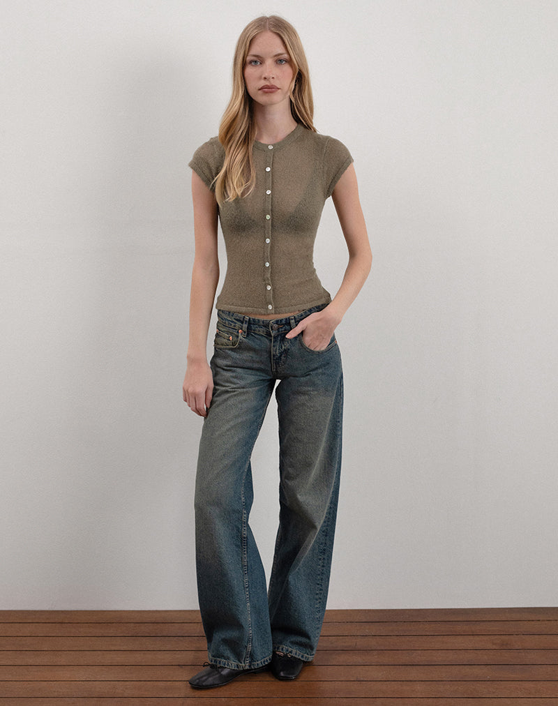 Image of Elmira Top in Sheer Knit Khaki