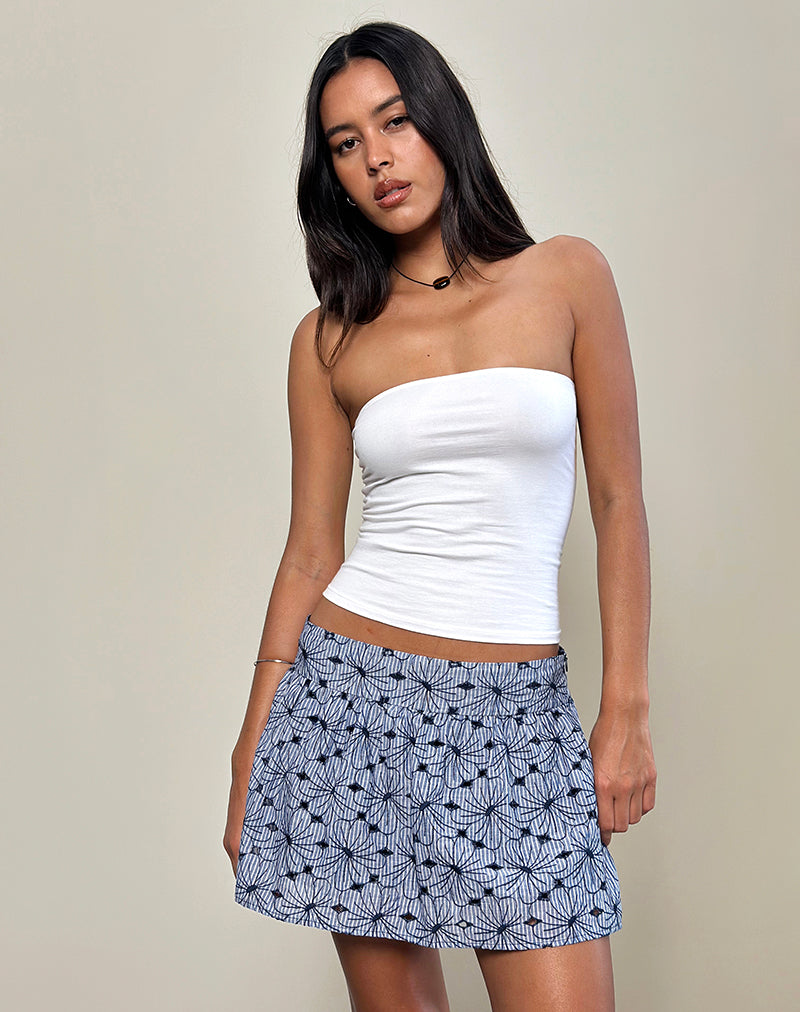 Image of Elvira Mini Skirt in Blue Striped Flowers