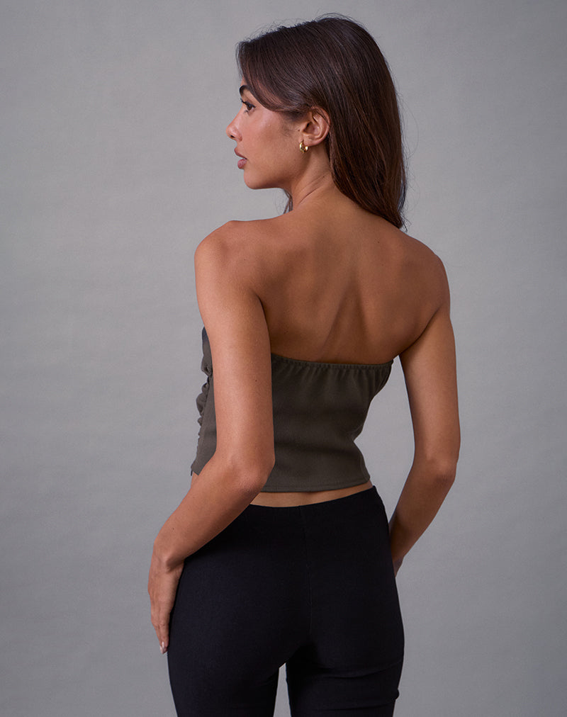 Image of Elzi Corset Top in Tailoring Dark Olive