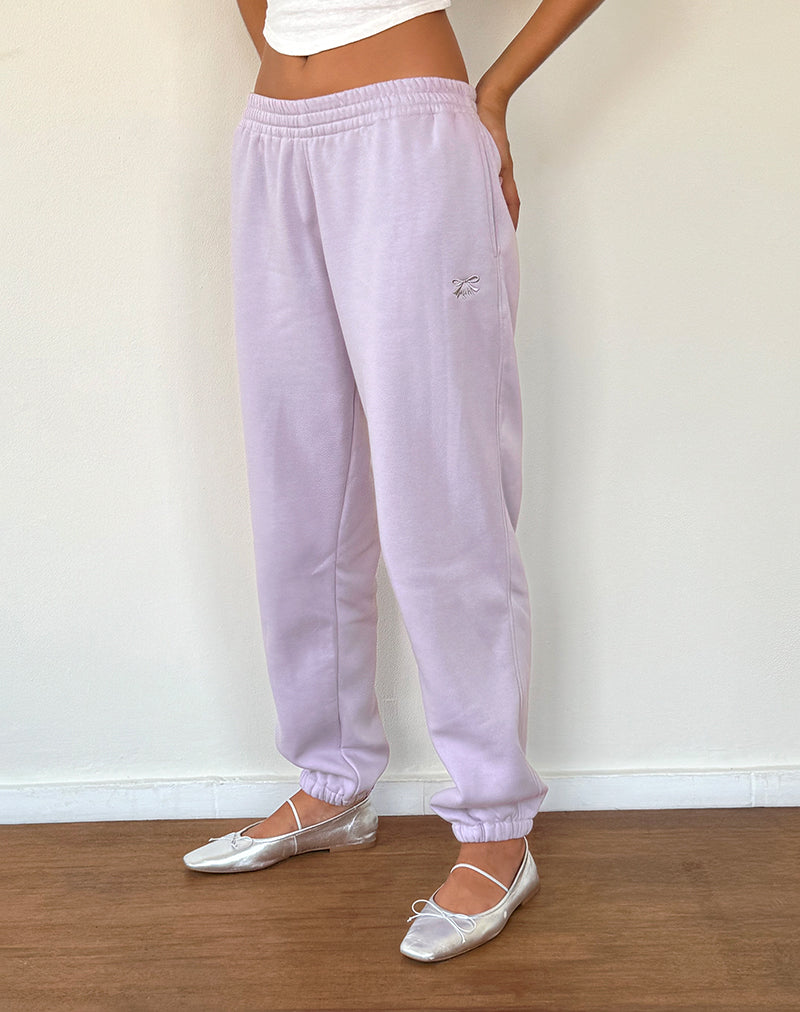 Em Jogger in Violet Grey with Bow Embroidery