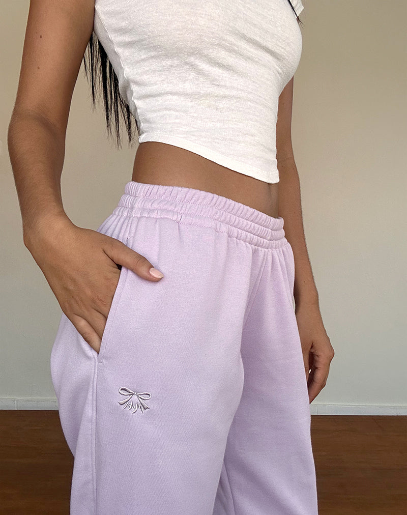 Image of Em Jogger in Violet Grey with Bow Embroidery