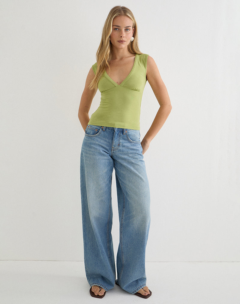 Image of Emberly Plunge Top in Apple Green