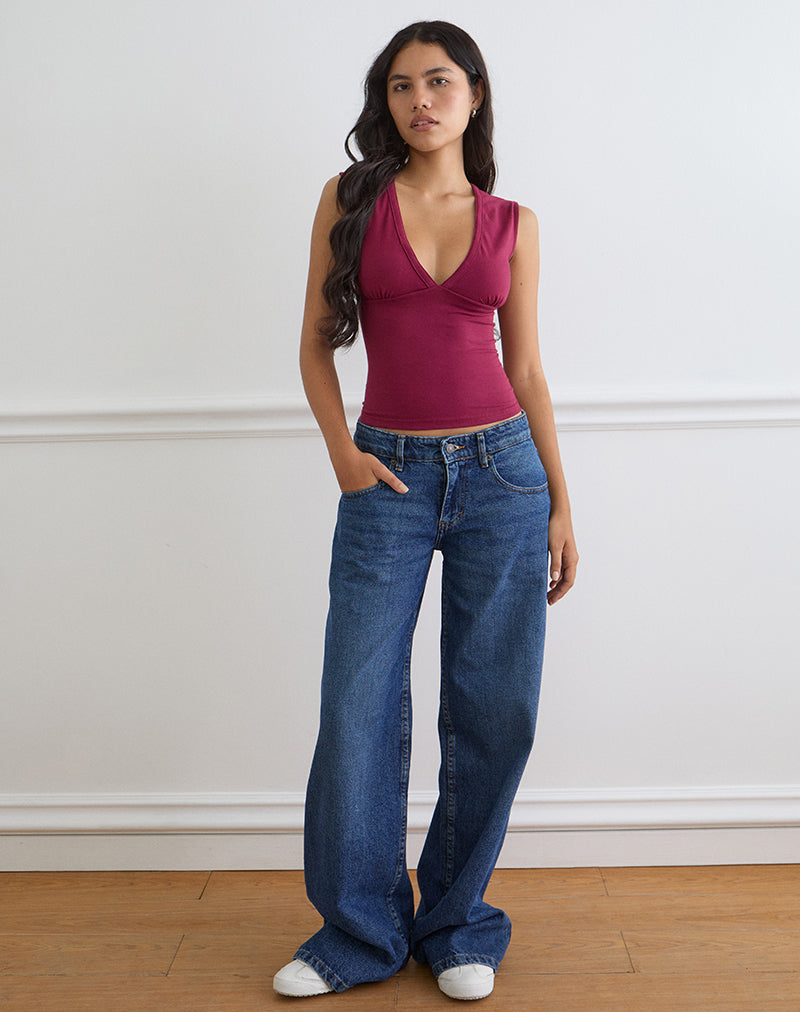 Emberly Plunge Top in Burgundy