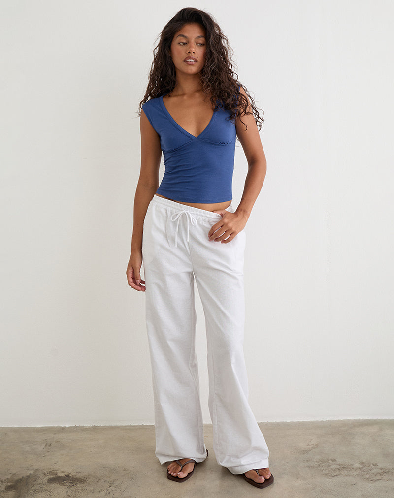 Image of Emberly Plunge Top in Dazzling Blue