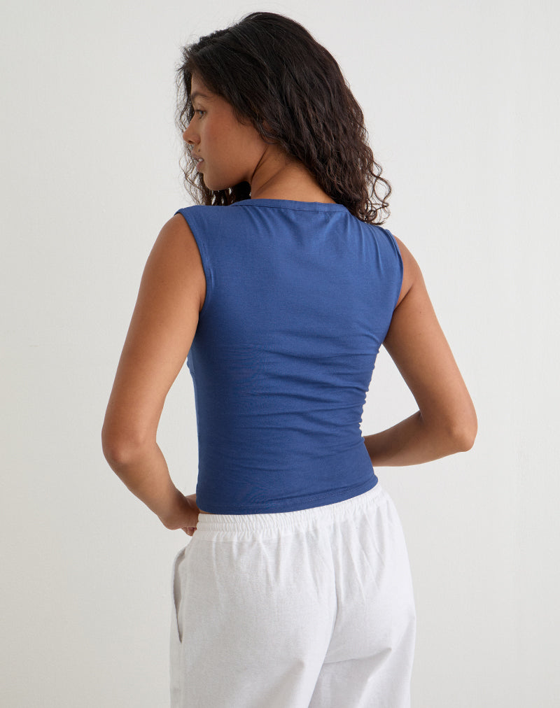 Image of Emberly Plunge Top in Dazzling Blue
