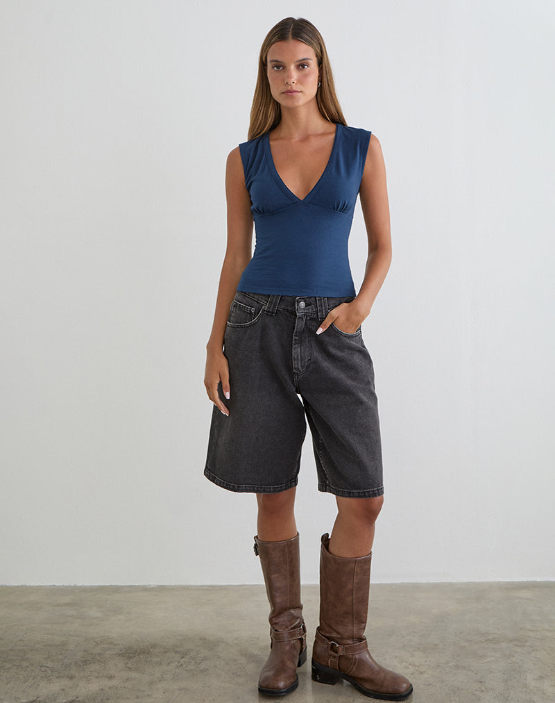 Image of Emberly Plunge Top in Navy