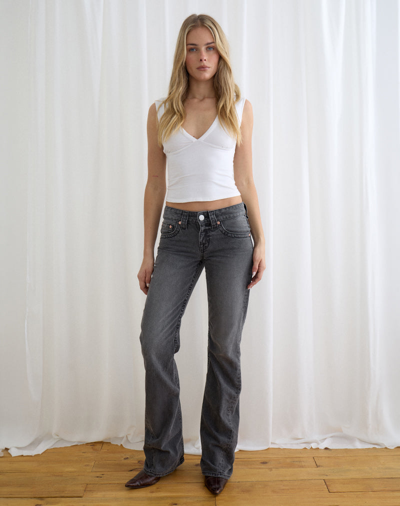 Image of Low Rise Twisted Seam Jeans in Washed Black Grey