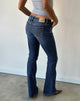 Image of Ultra Low Rise Stretch Flare Jeans in Navy