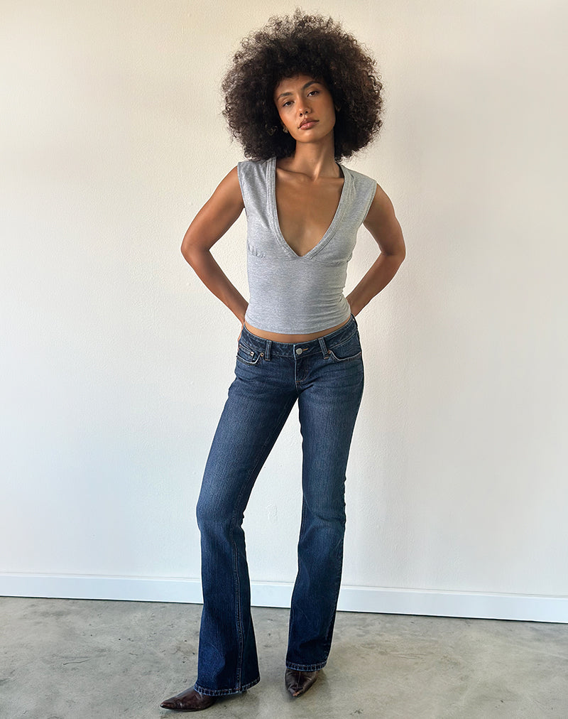 Ultra Low Rise Stretch Flare Jeans in Navy