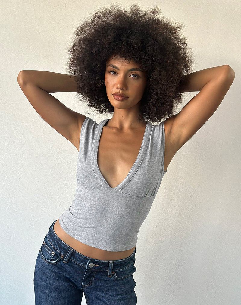 Image de Emberly Plunge Top in Grey Marl