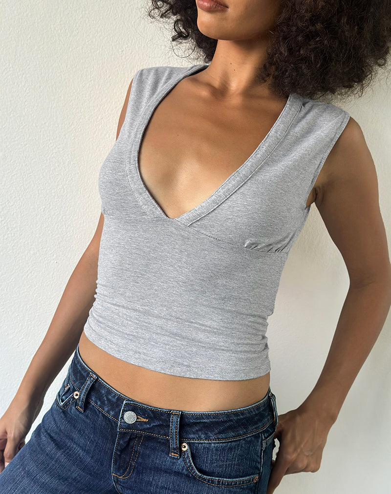 Image de Emberly Plunge Top in Grey Marl
